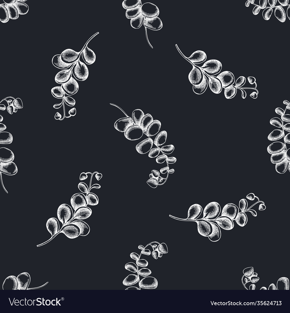 Seamless pattern with hand drawn chalk kalanchoe