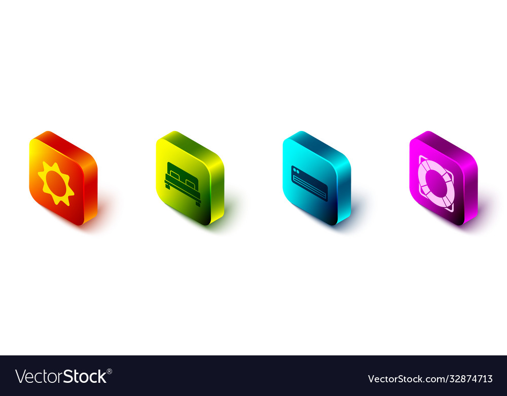 Set isometrische Sonne große Bett Klimaanlage