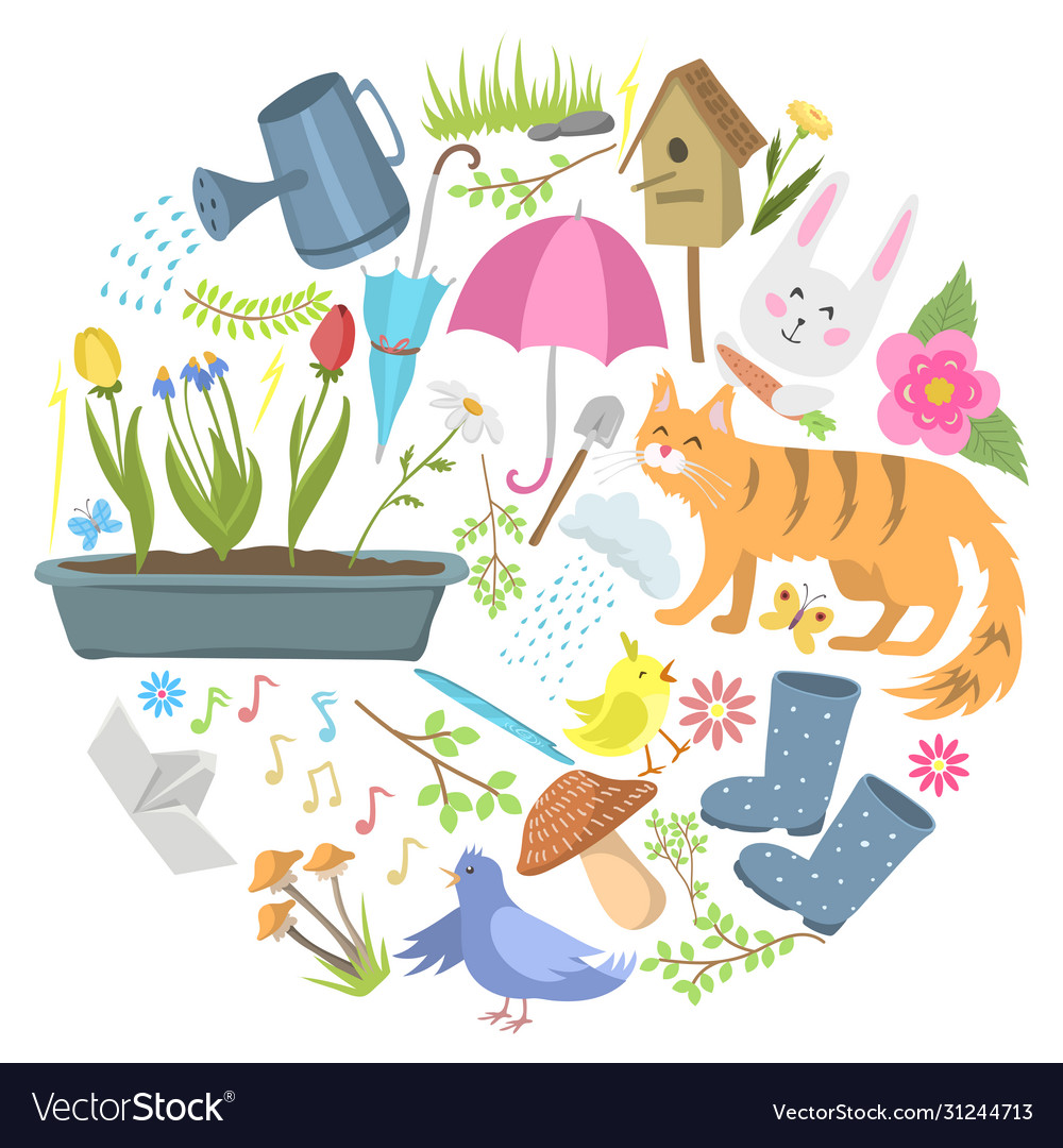 Spring time round pattern flat vector image Spring time round pattern flat