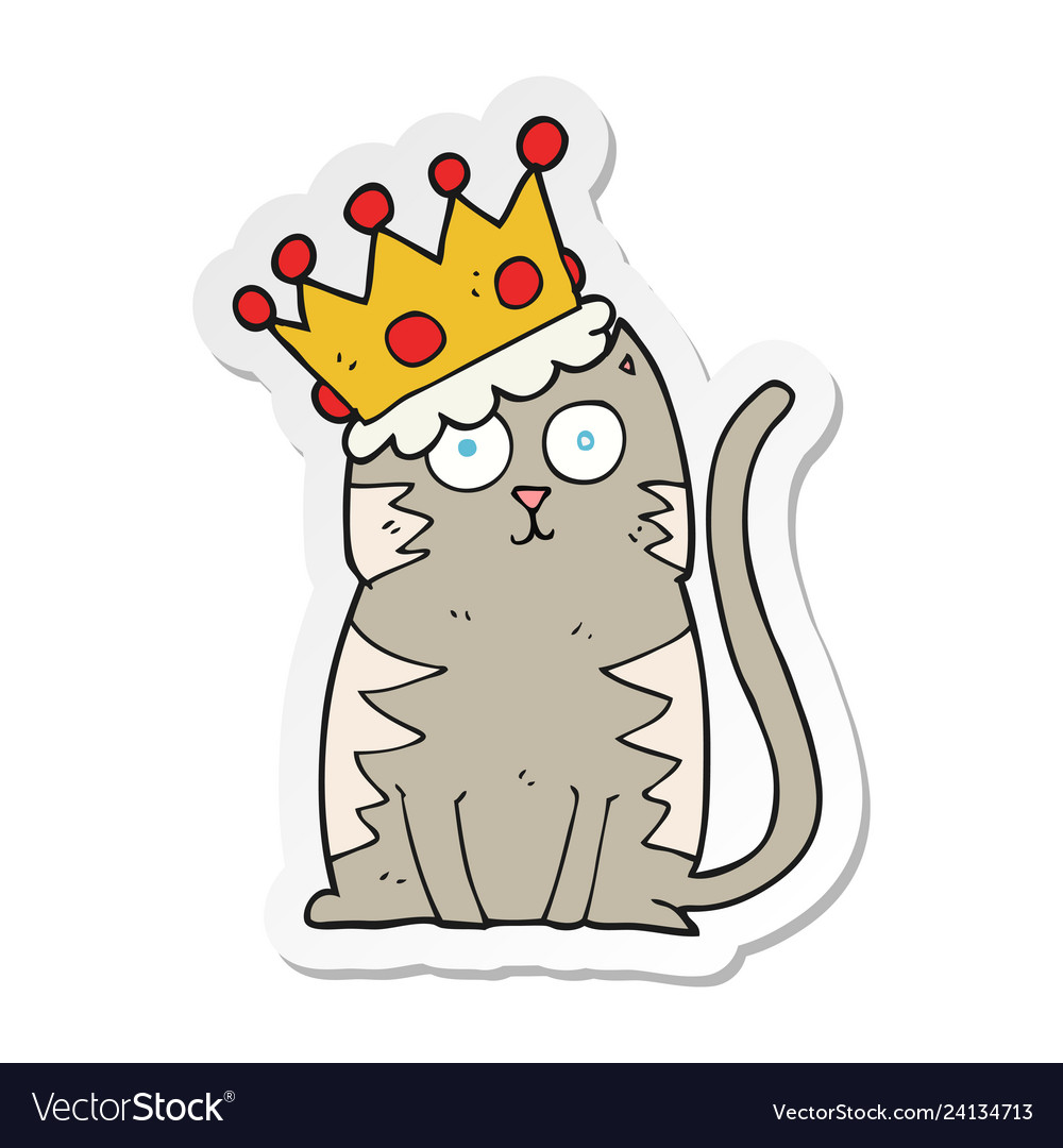 Sticker of a cartoon cat with crown