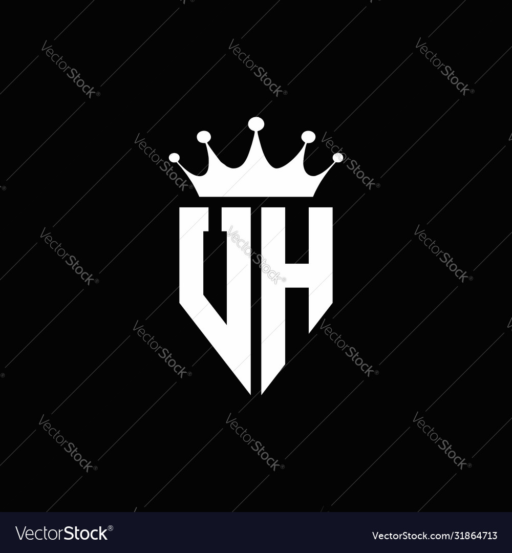 Uh logo monogram emblem style with crown shape Vector Image