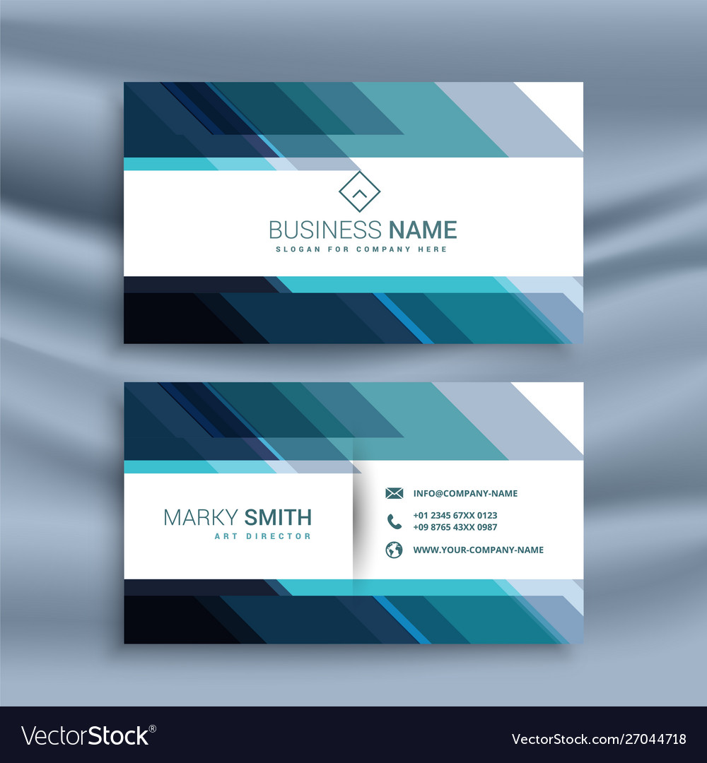 Abstract diagonal lines style blue business card Vector Image