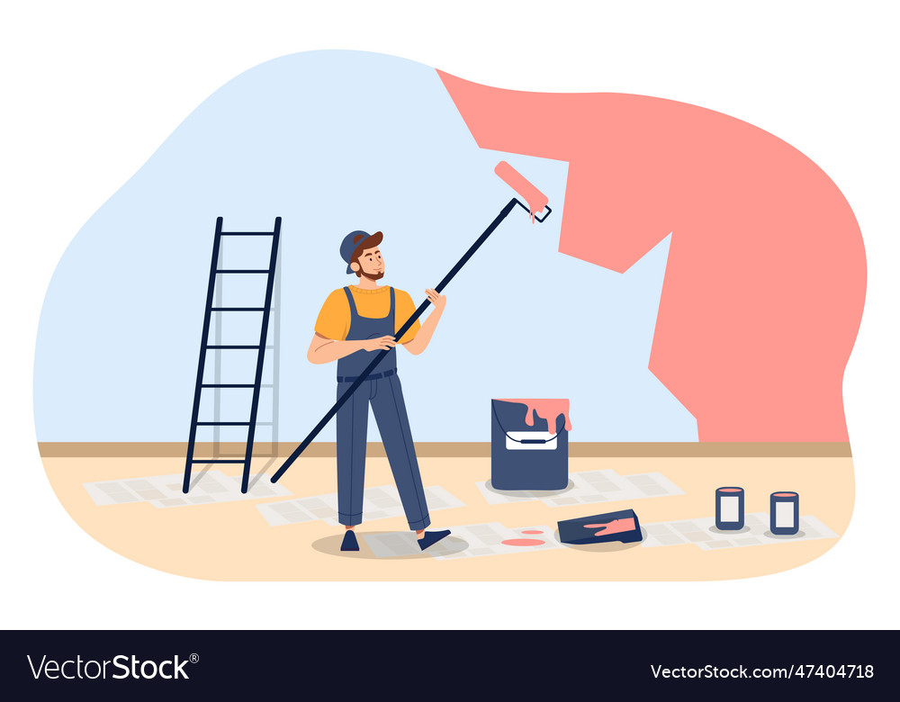 Boy painter at workplace concept Royalty Free Vector Image