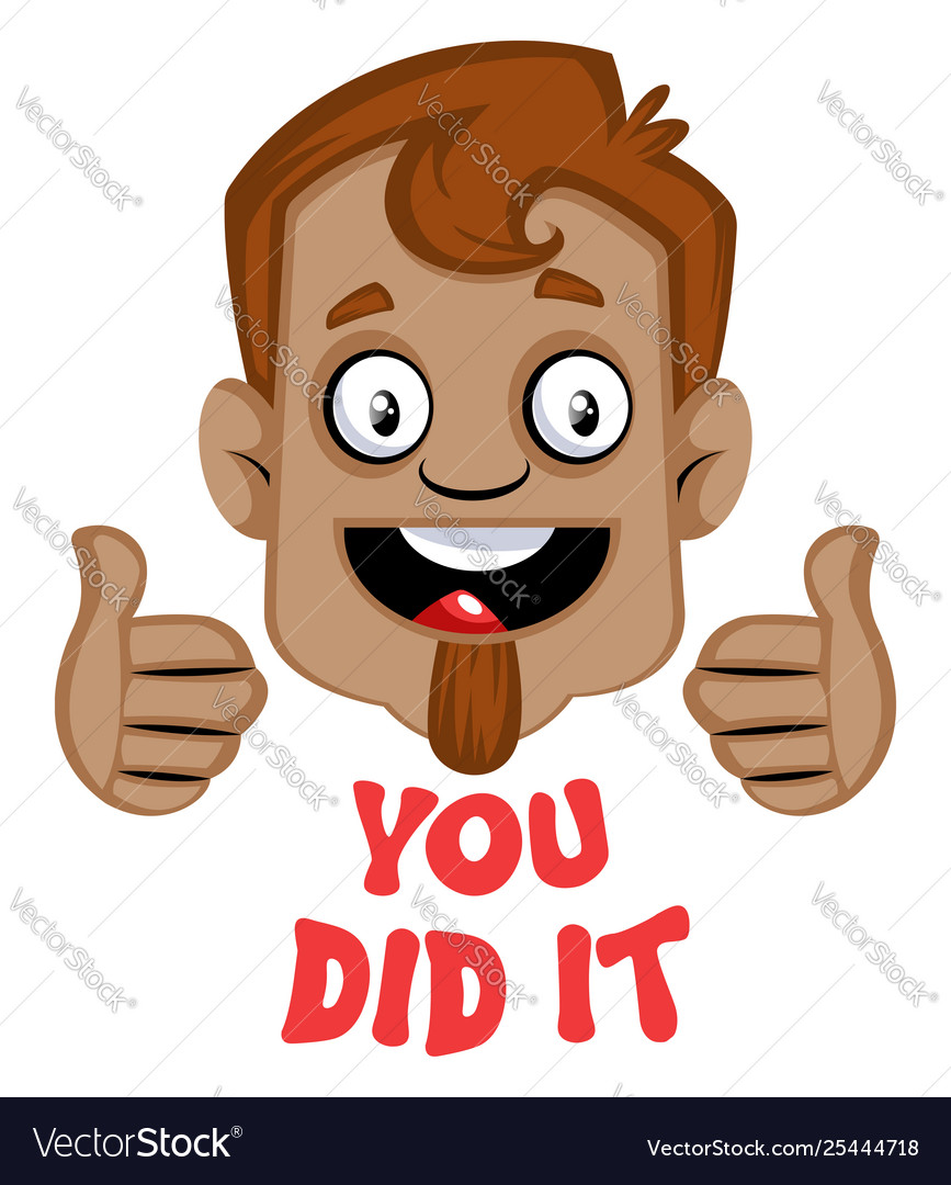 Brown human emoji with a you do it symbol and Vector Image