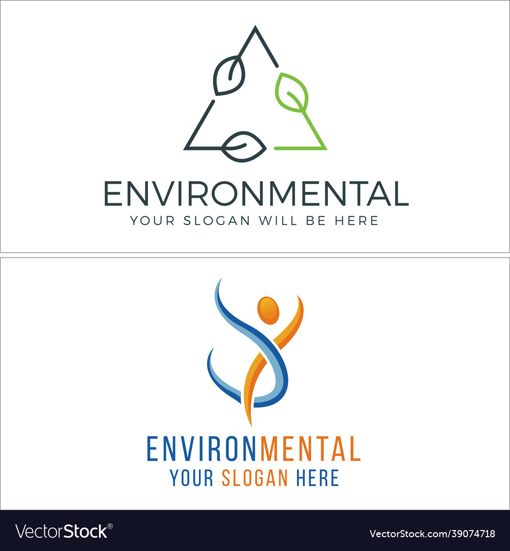 Environmental with icon triangle leaf and human