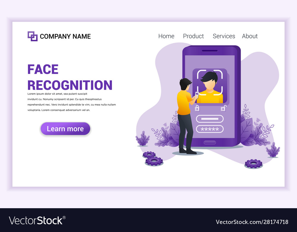 Face recognition technology system concept vector image Face recognition technology system concept