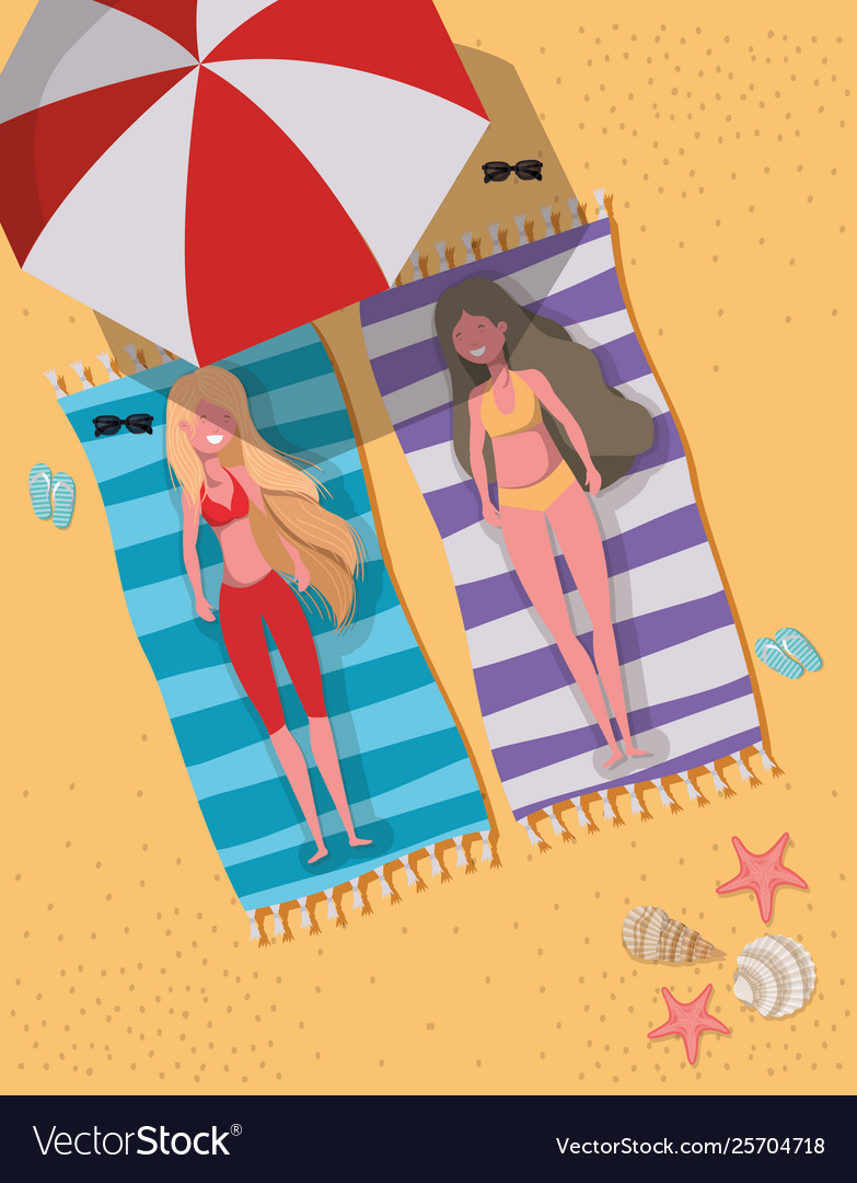 Girls with summer swimwear design Royalty Free Vector Image