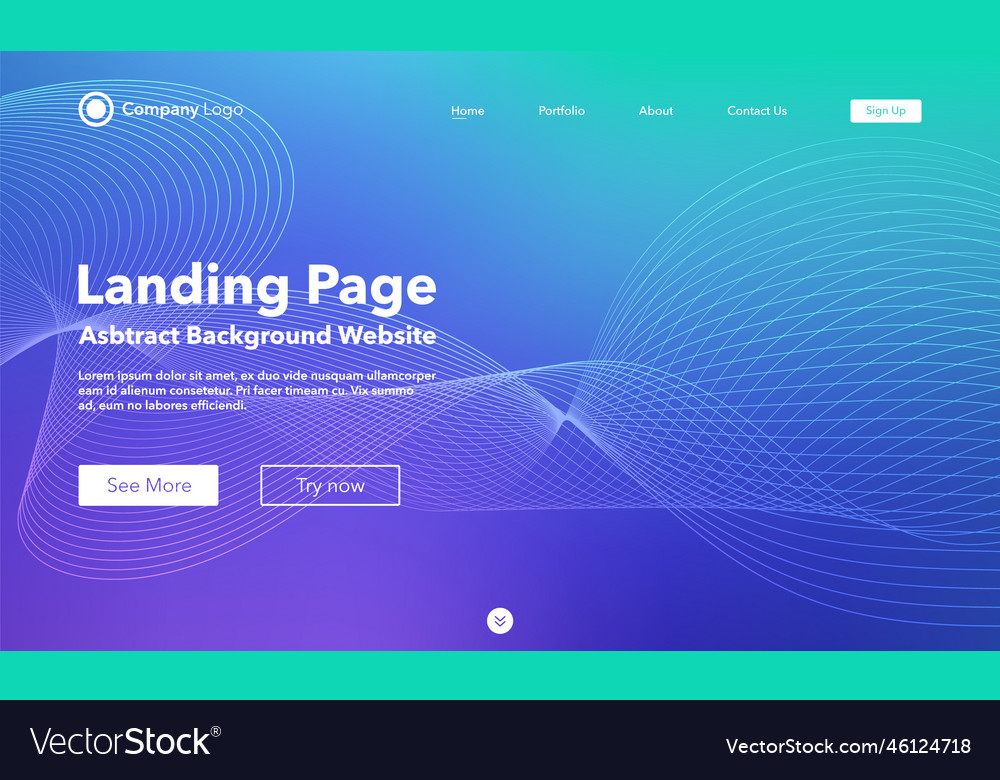 Gradient abstract wave background landing page vector image Gradient abstract wave background landing page