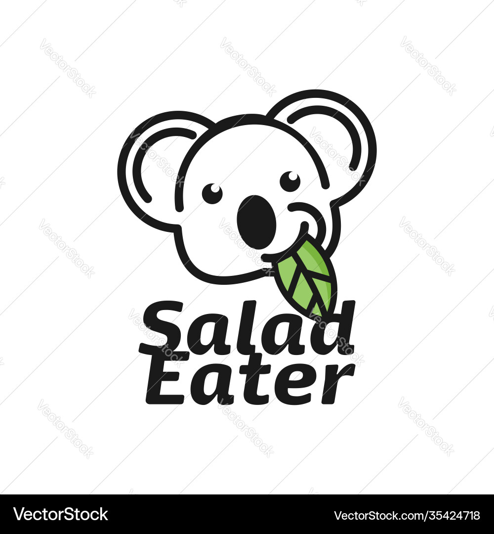 Koala logo design vegan animal Royalty Free Vector Image