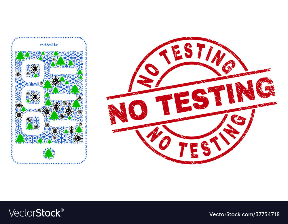 No testing textured stamp and smartphone tasks vector image No testing textured stamp and smartphone tasks
