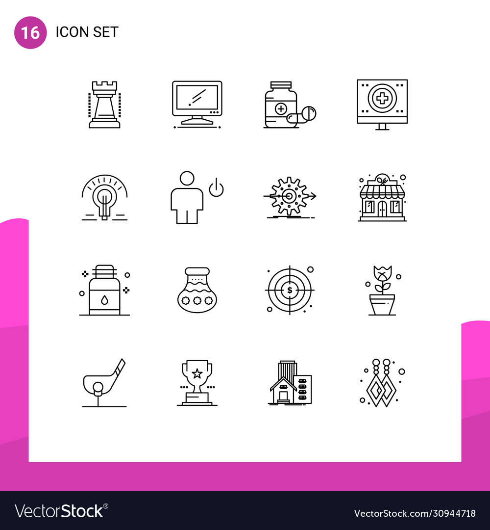 Pictograph set 16 simple outlines medical