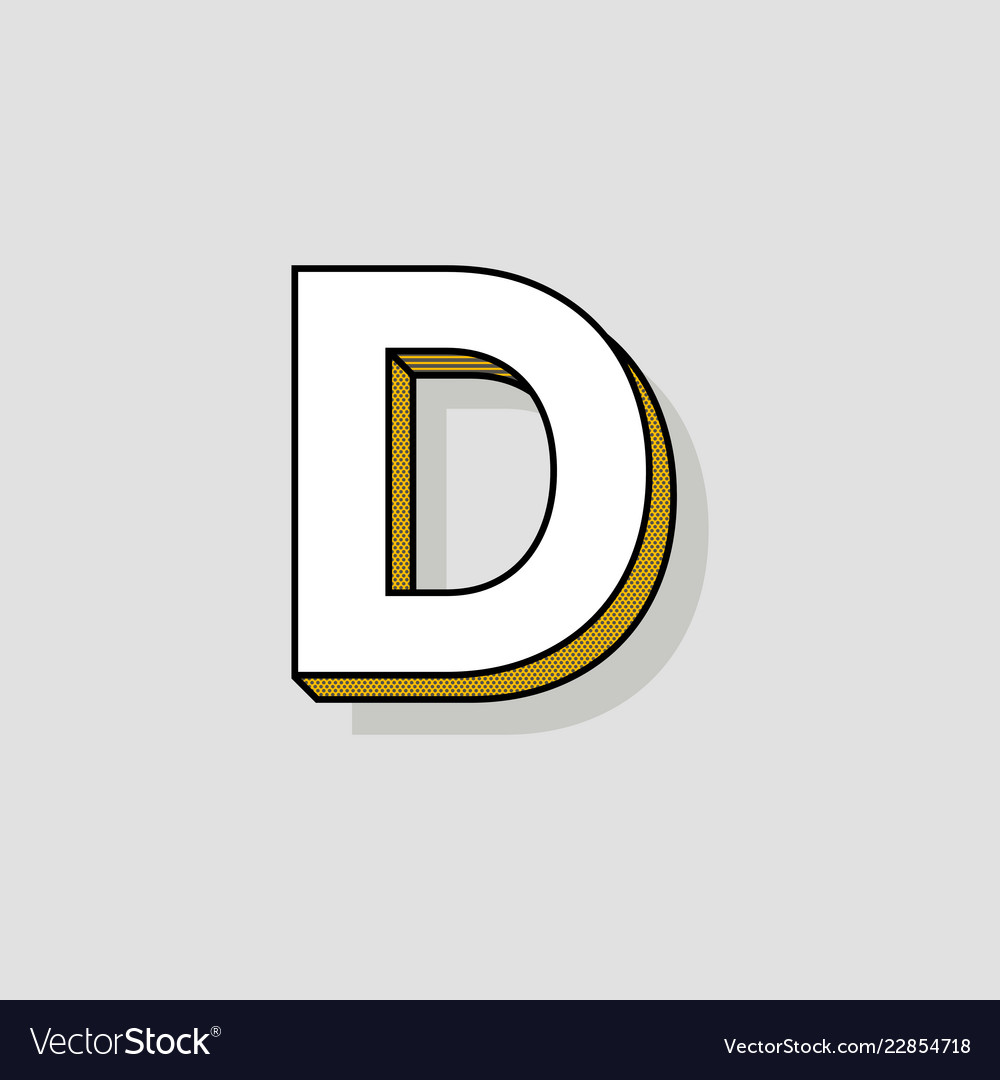 Pop art logo letter d Royalty Free Vector Image