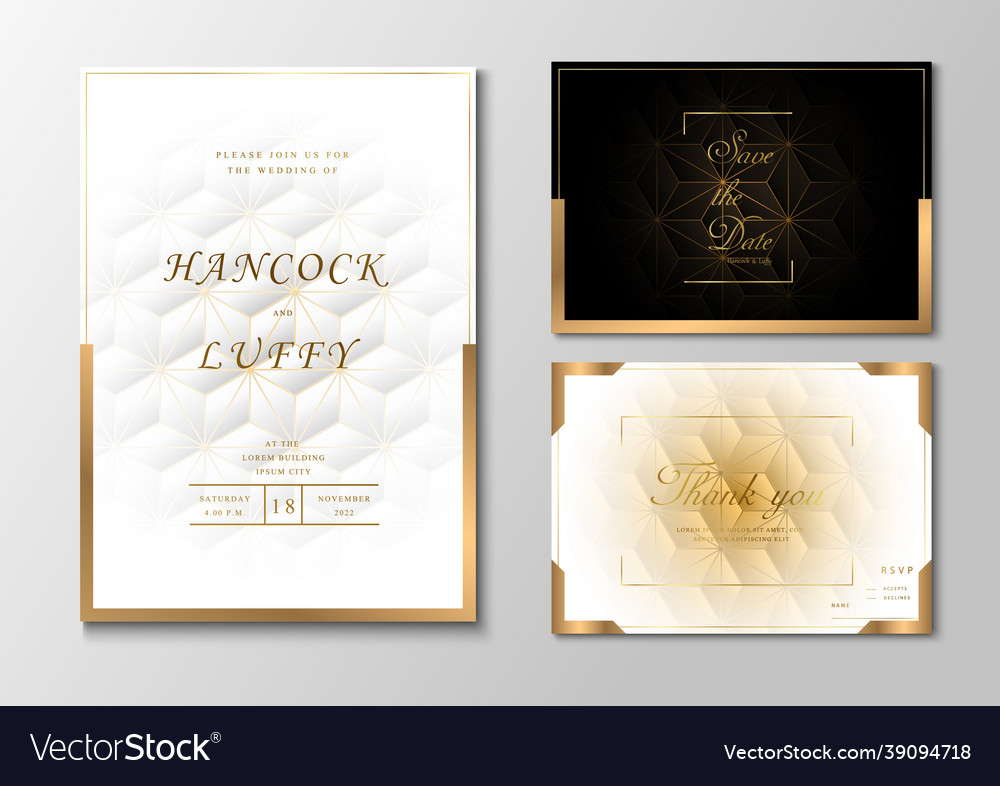 Premium wedding invitation card with golden frame Vector Image