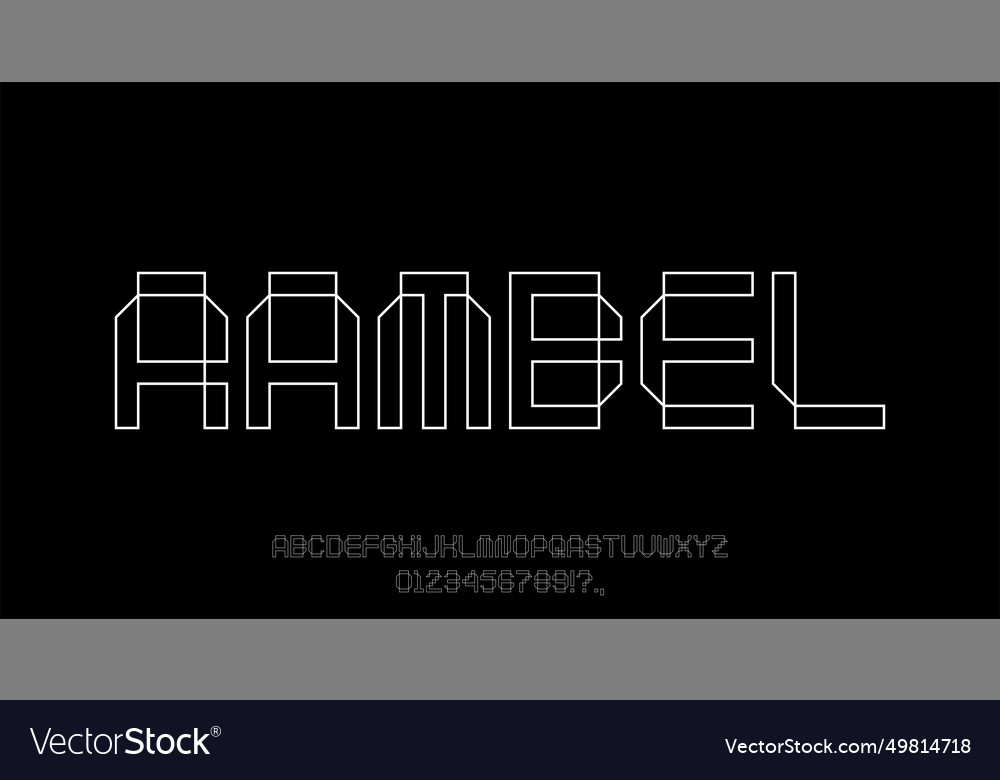 Rambel font futuristic line uppercase pixel Vector Image