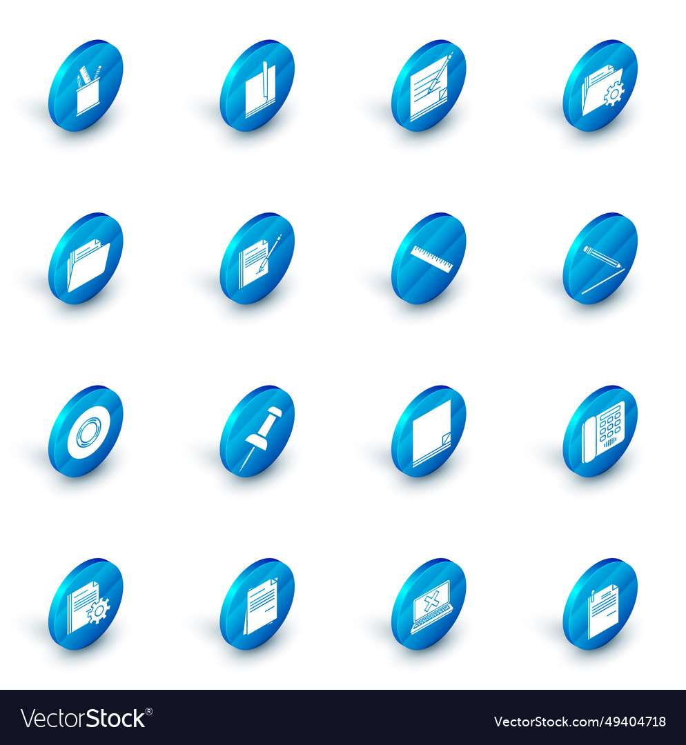 Set file document blank notebook and pen folder vector image Set file document blank notebook and pen folder