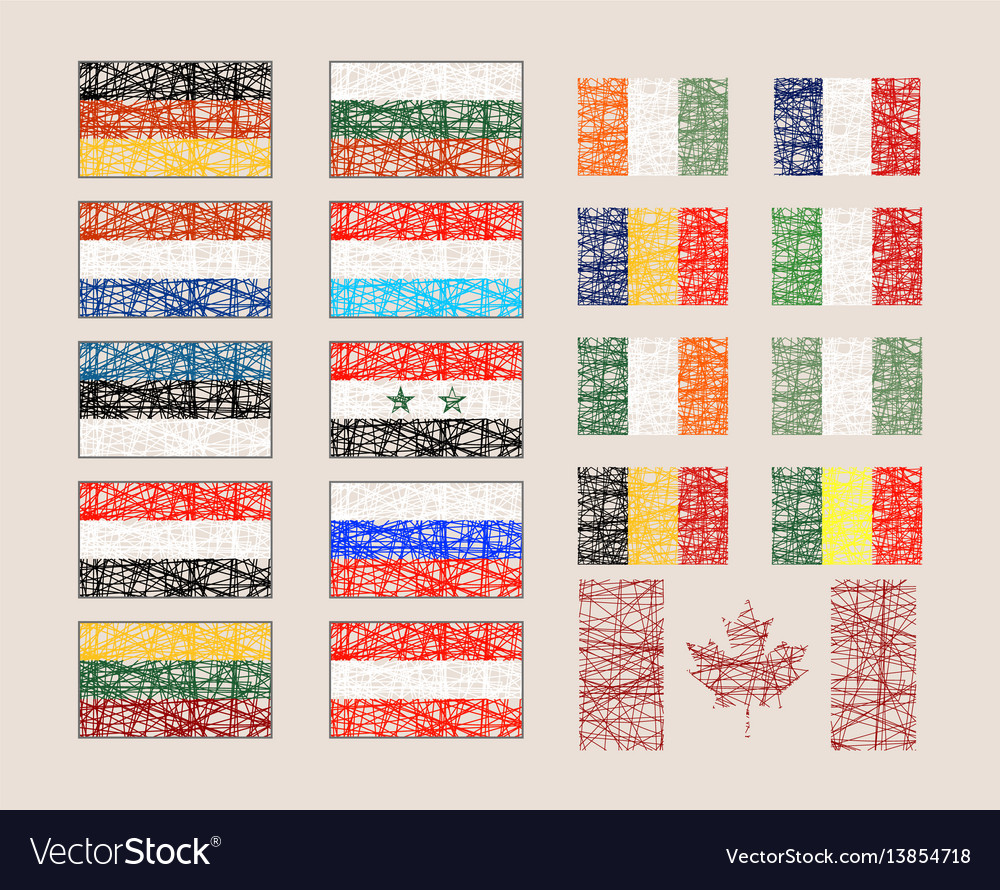 Set of the various flags vector image Set of the various flags