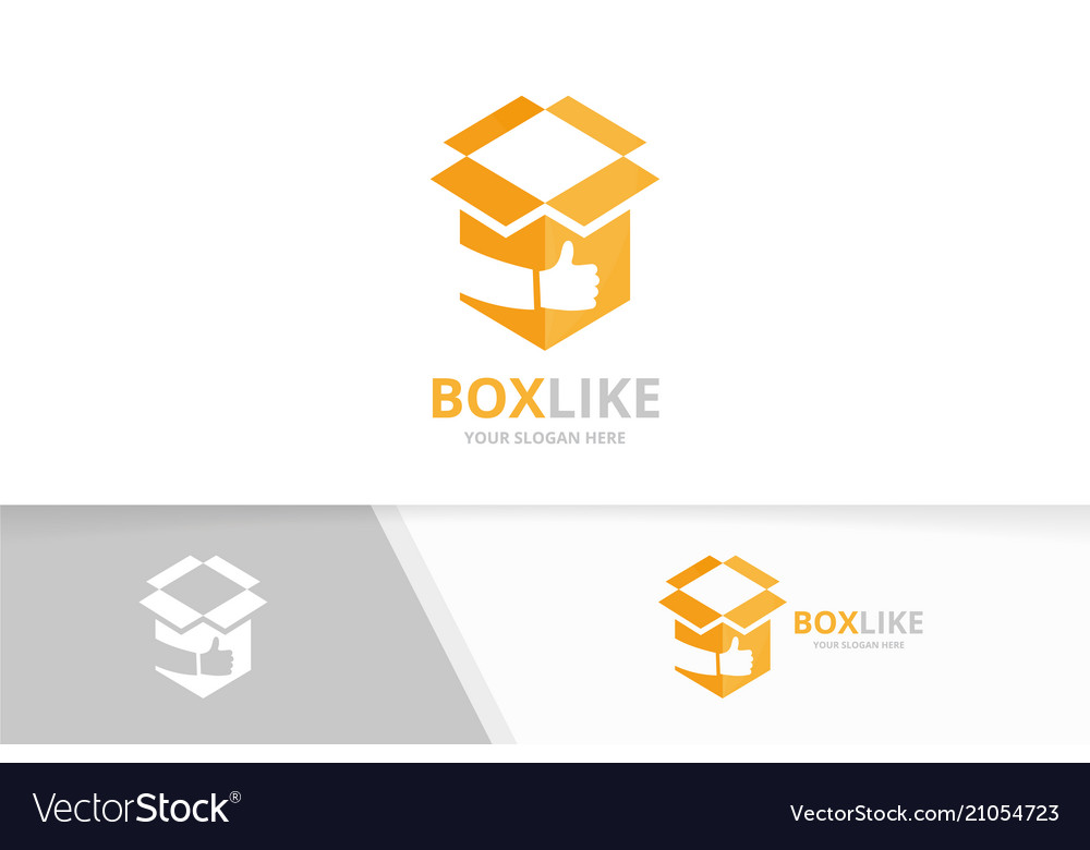 Box and like logo combination package Royalty Free Vector