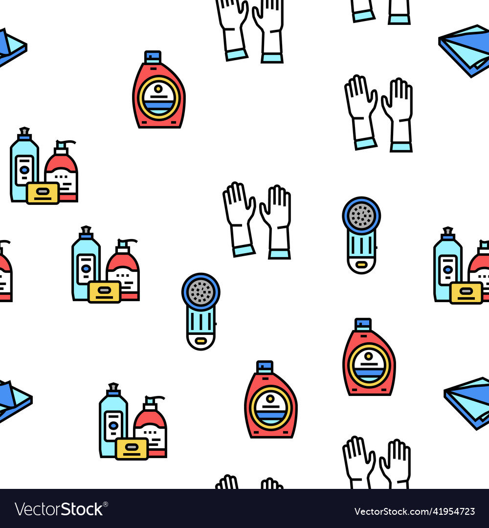 Cleaning and washing accessories seamless vector image Cleaning and washing accessories seamless