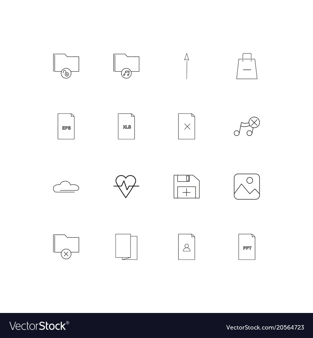 Files and folders sign simple linear icons set