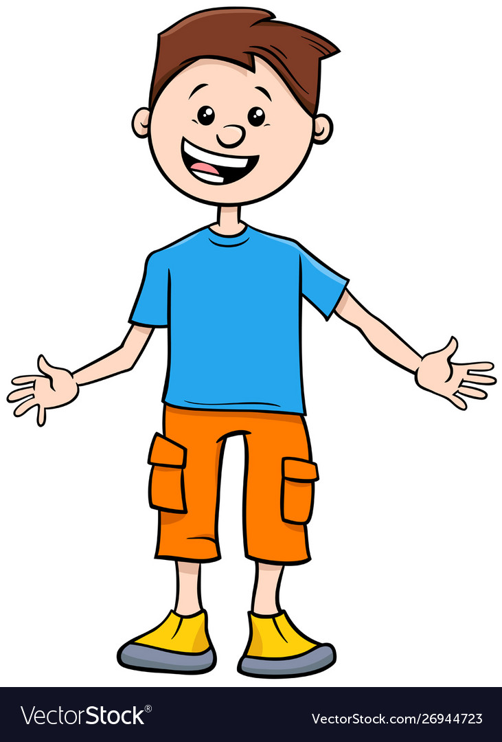 Funny boy character cartoon Royalty Free Vector Image