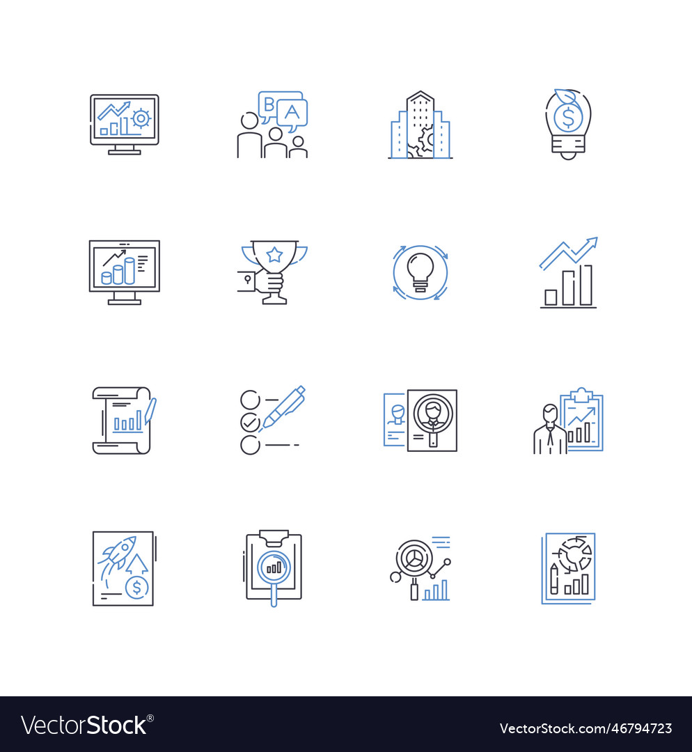 Furtherance line icons collection progression Vector Image