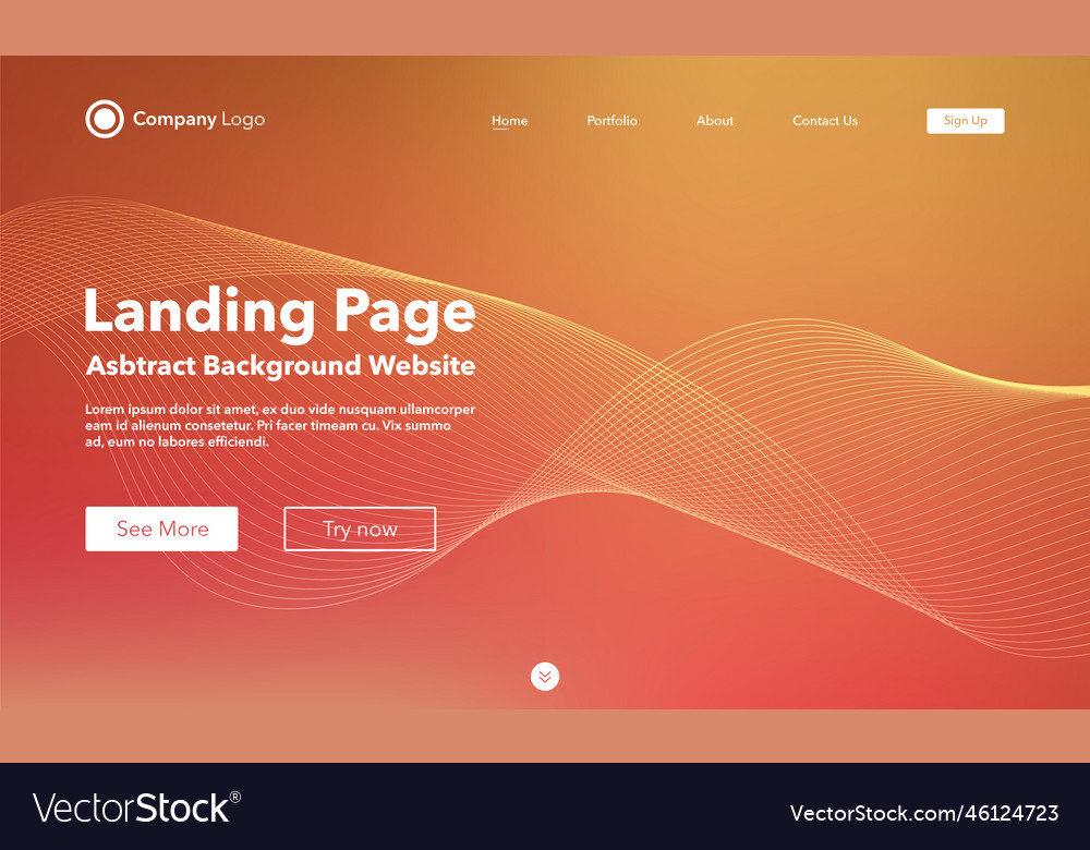 Gradient abstract wave background landing page vector image Gradient abstract wave background landing page