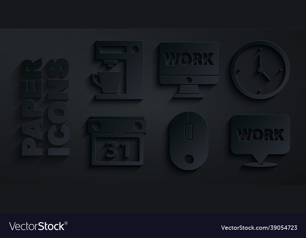Set computer mouse clock calendar location vector image Set computer mouse clock calendar location