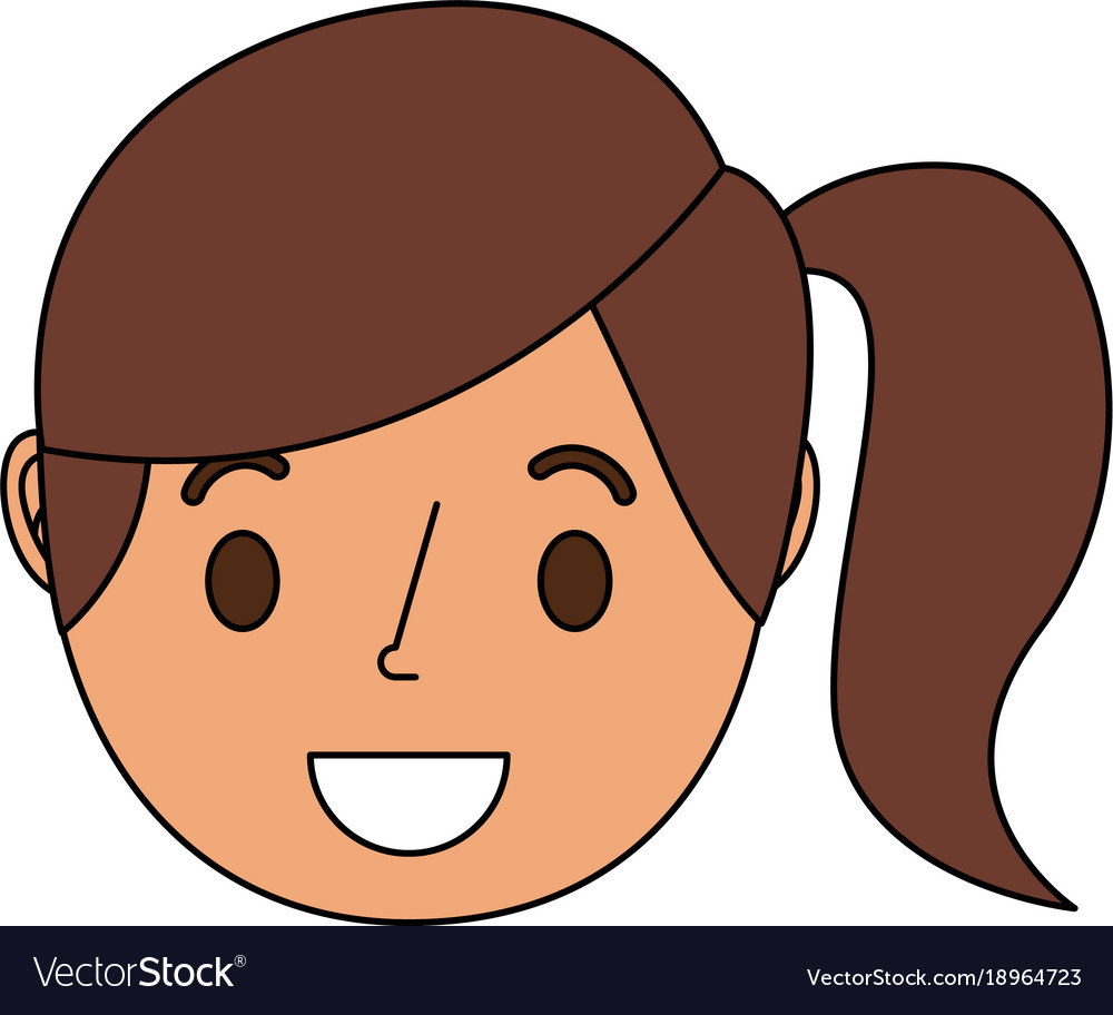 Smiling young face girl cartoon female Royalty Free Vector