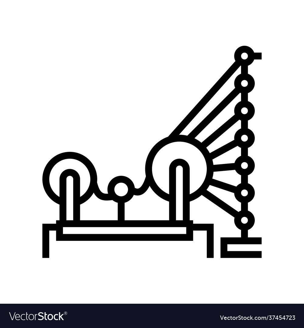 Weaving and warping cotton machine line icon Vector Image