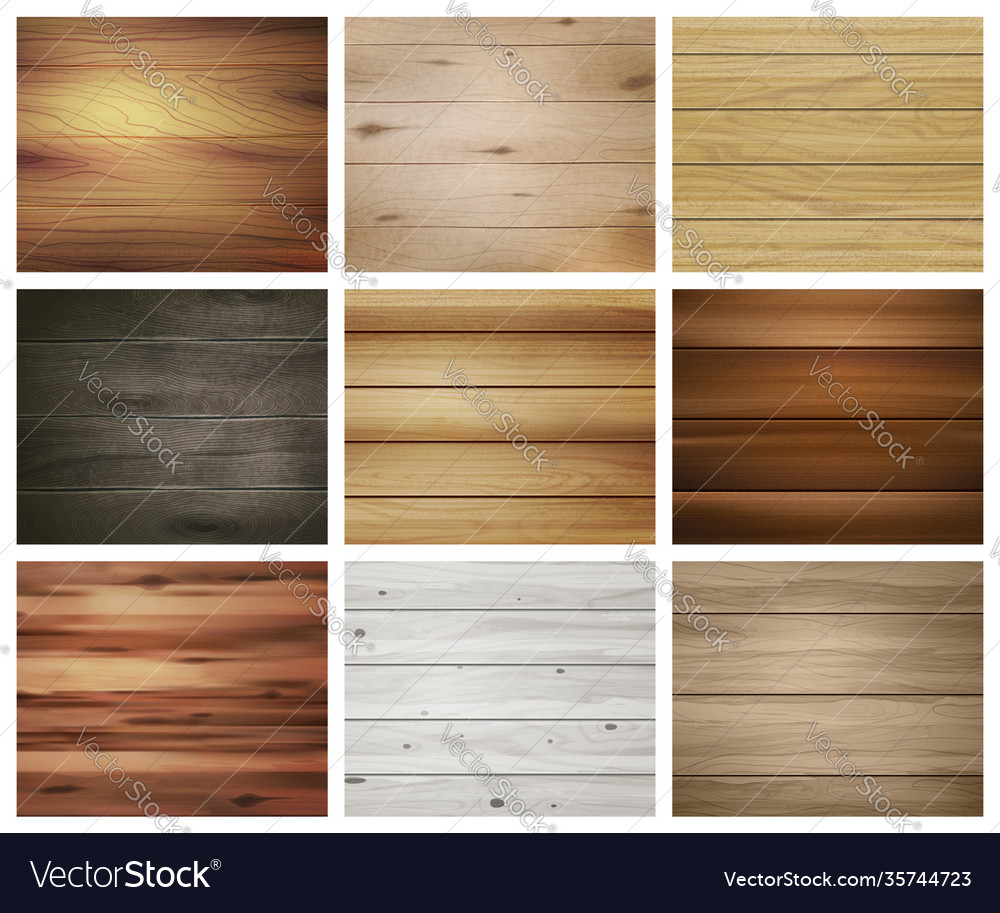 Wooden texture pattern set Royalty Free Vector Image