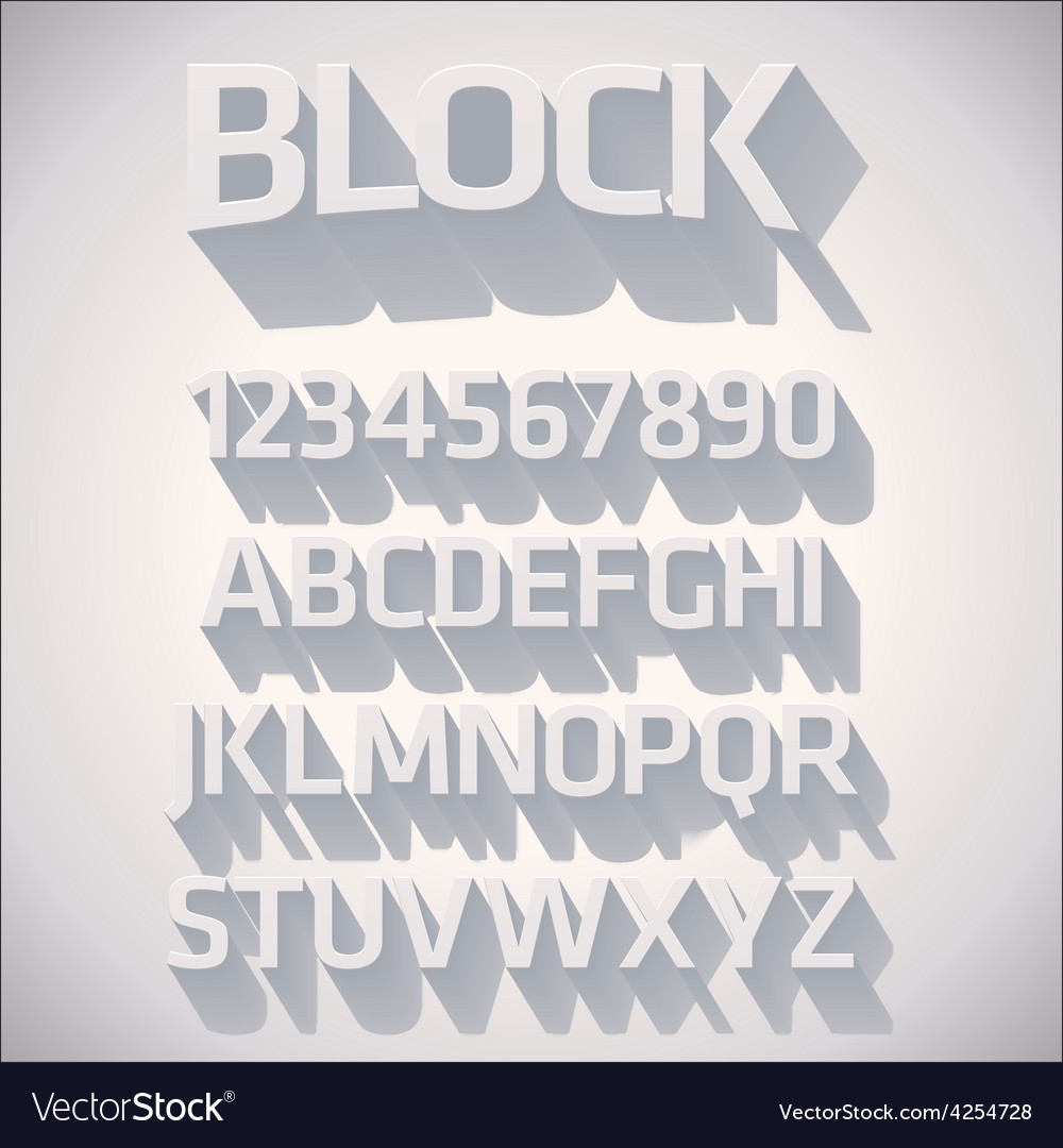 Download 3d font with shadow Royalty Free Vector Image - VectorStock