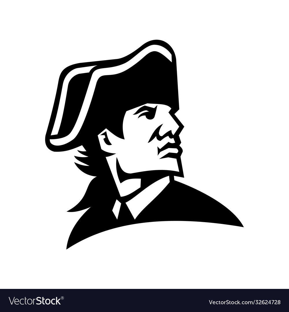 American revolution general looking to side Vector Image