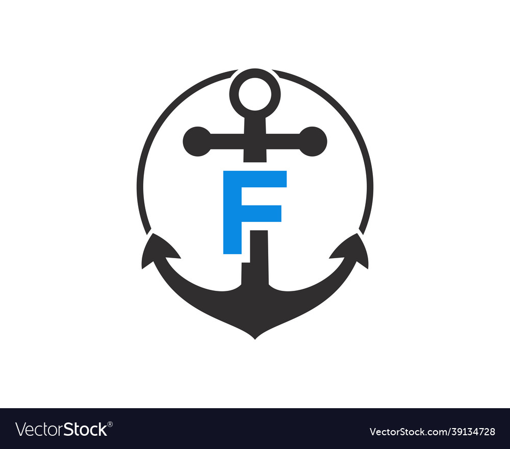 Anchor logo with f letter concept initial