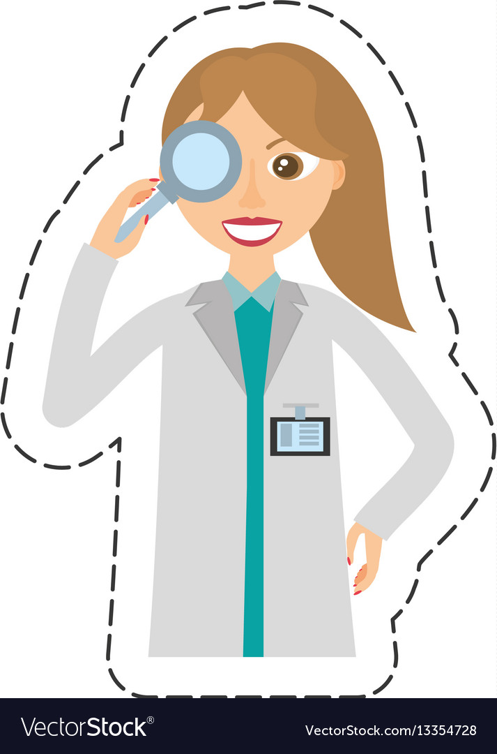 Cartoon Female Doctor Coat And Loupe Royalty Free Vector