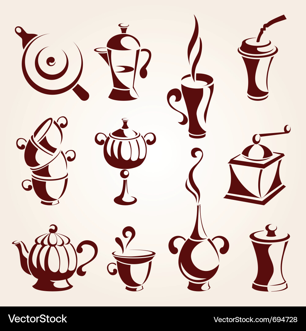 Coffee and tea elements set Royalty Free Vector Image