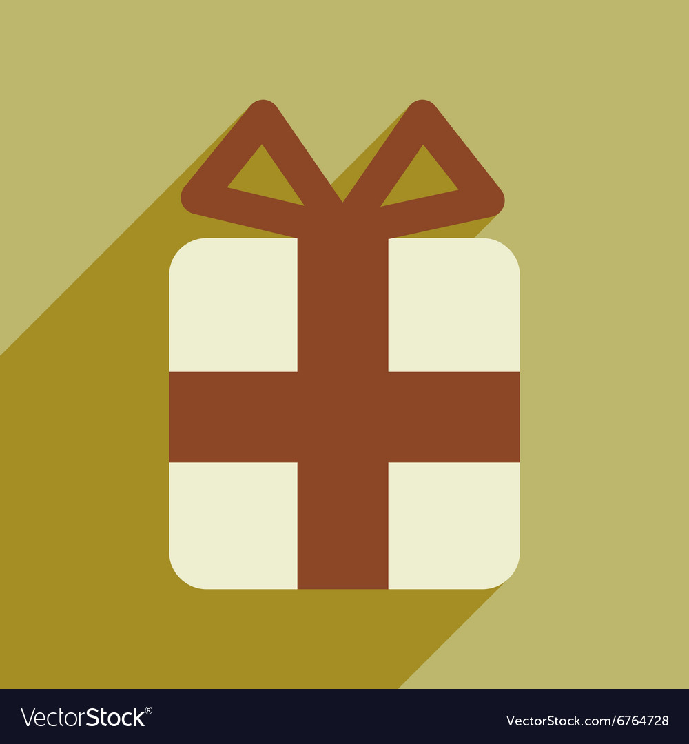 Flat icon with long shadow christmas gift