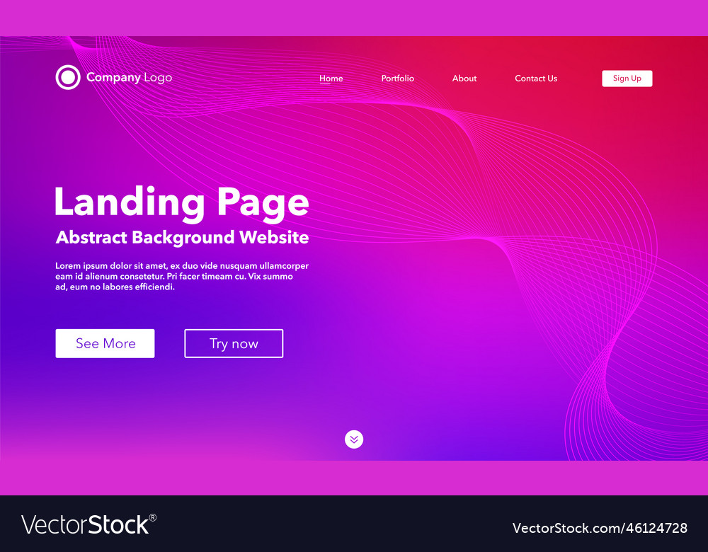 Gradient abstract wave background landing page vector image Gradient abstract wave background landing page