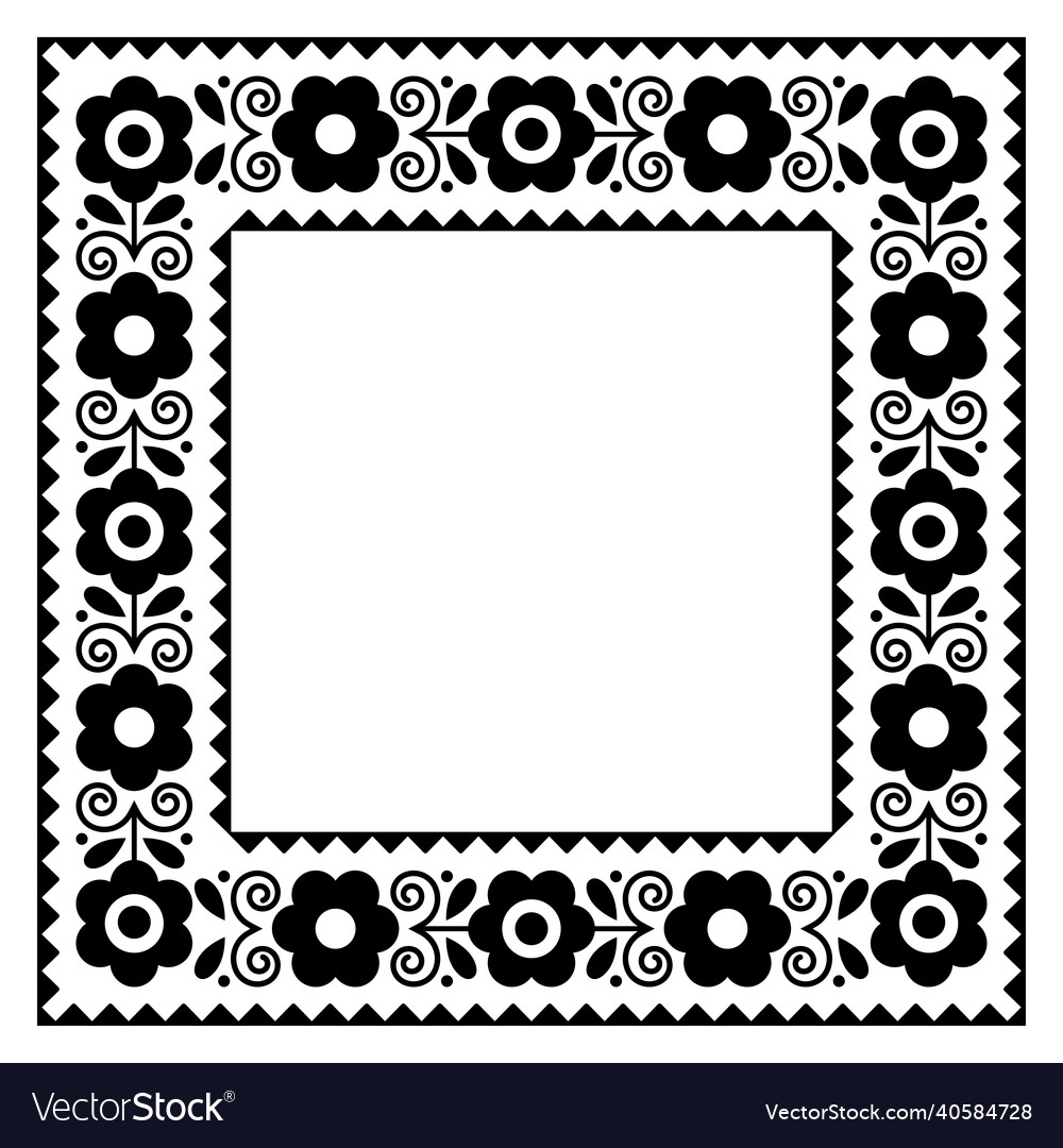 Polish floral folk rectangle frame design Vector Image