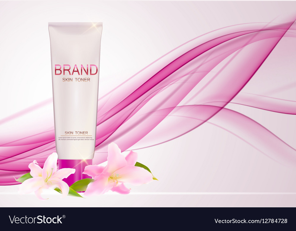 Skin toner bottle tube template for ads