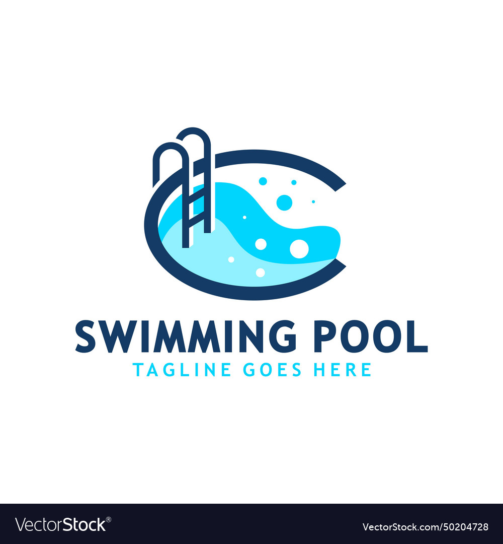 Swimming pool logo with the letter c Royalty Free Vector