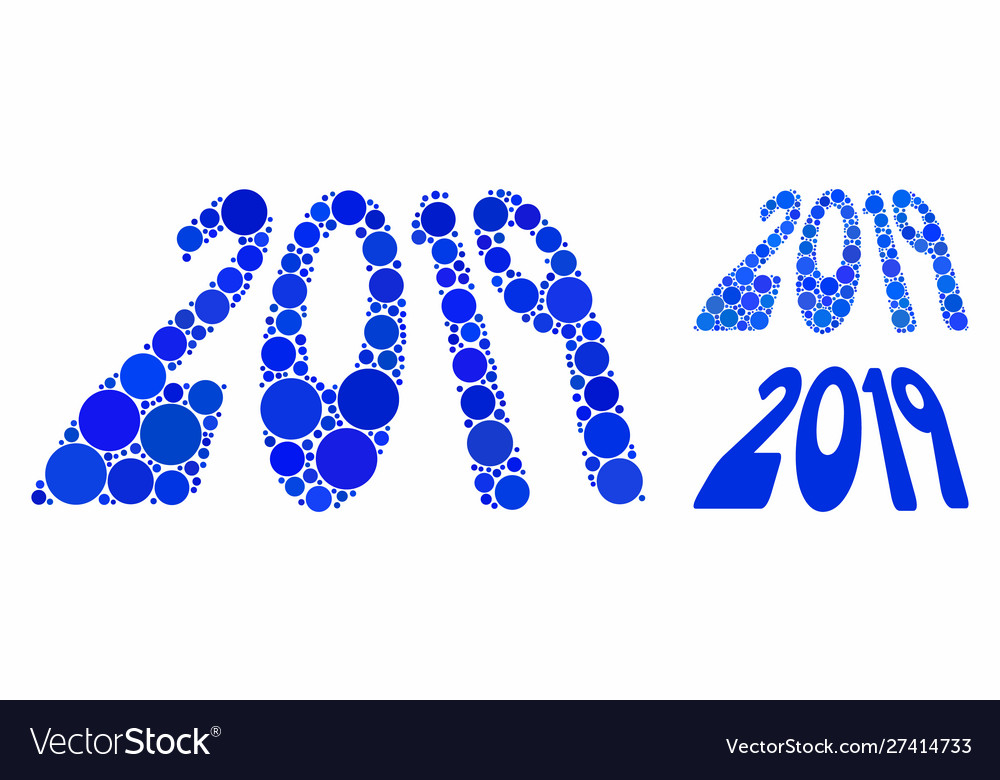 2019 perspective text mosaic icon round dots