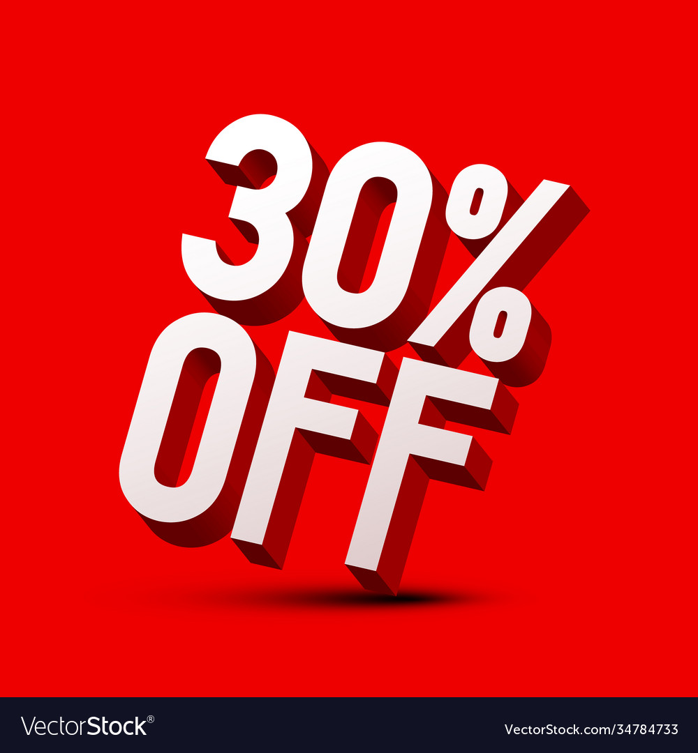 30 off thirty percent discount symbol on red