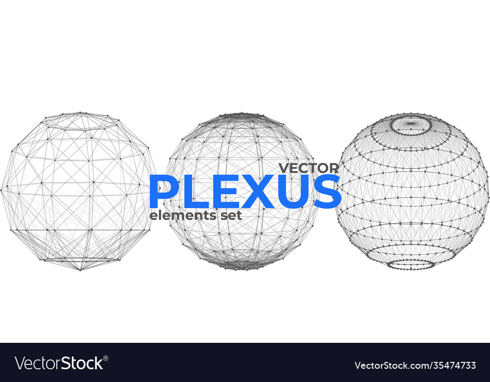 Abstract spherical plexus design elements set vector image Abstract spherical plexus design elements set