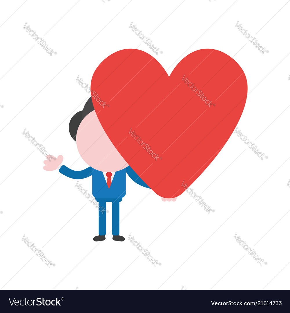 Businessman character holding heart