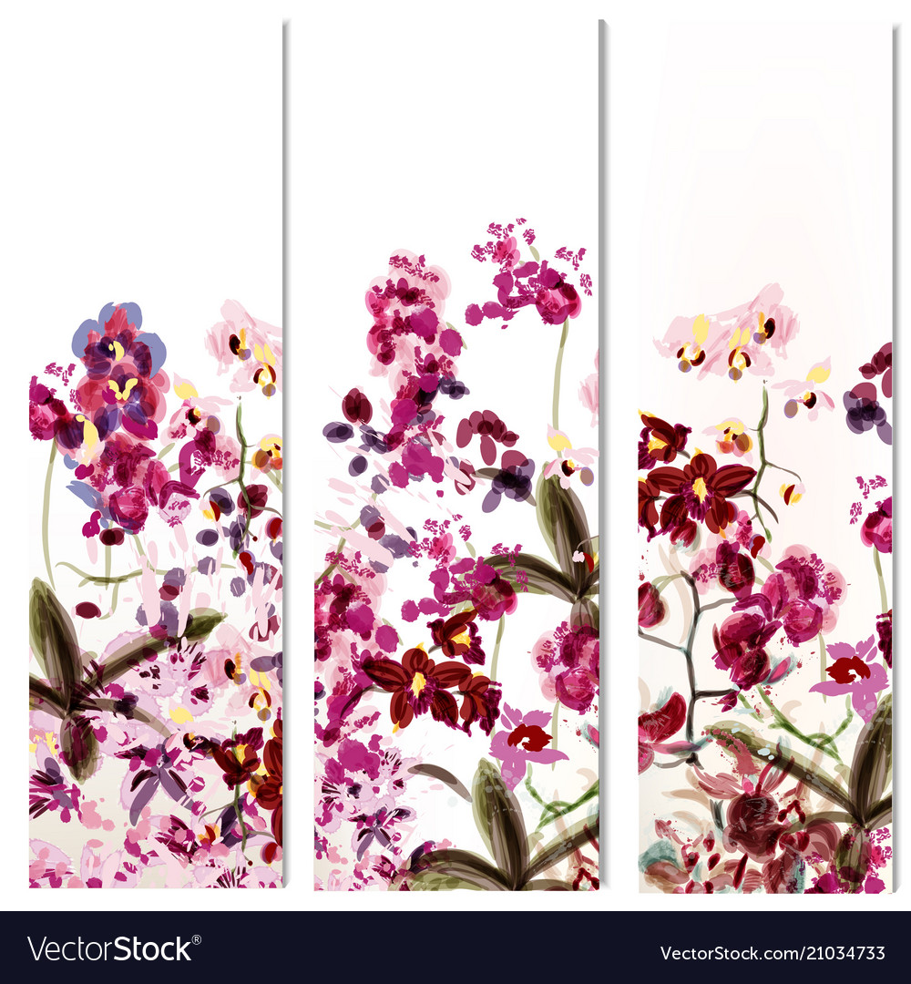 Floral templates or invitation with orchid flowers