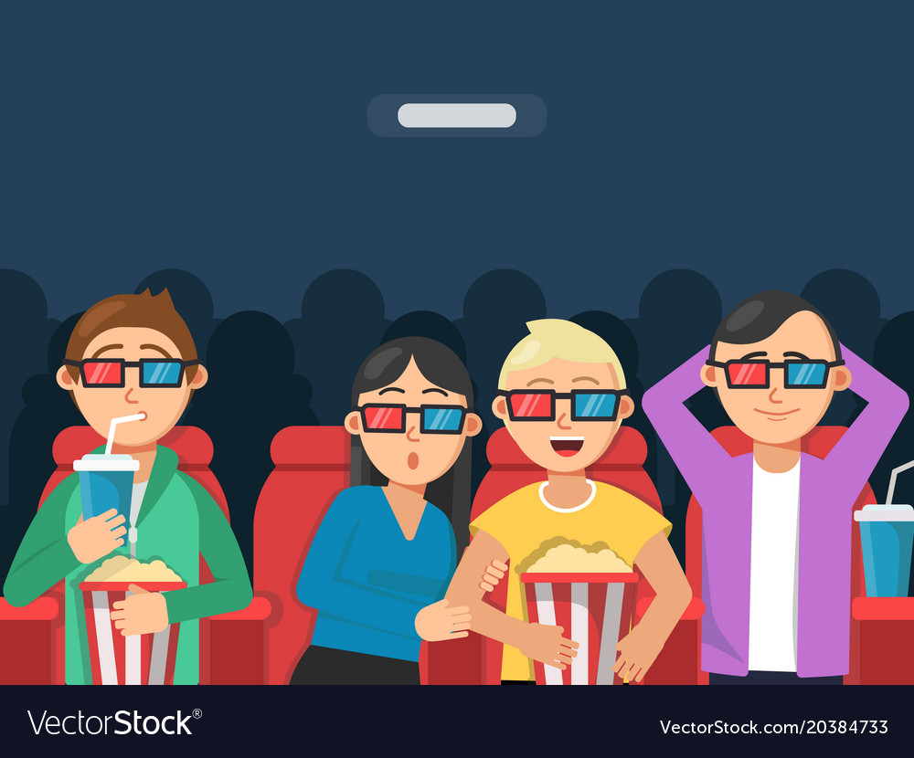 Cinema Cartoon Drawing ~ Cinema Building Flat Style. Movie Theater ...