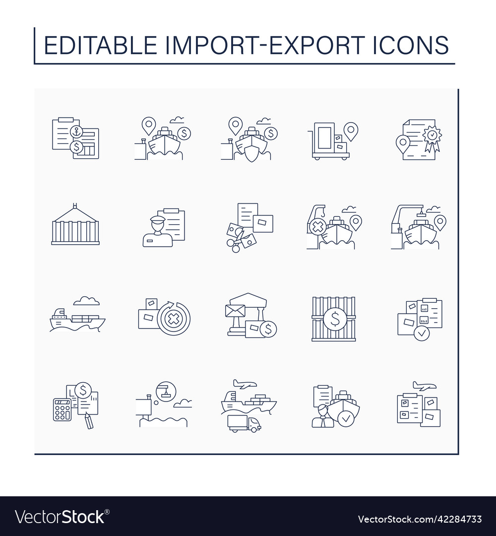 Import and export line icons set