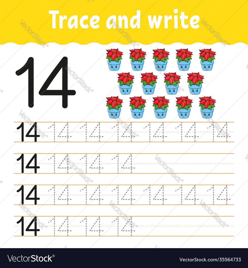 Learn numbers trace and write winter theme vector image Learn numbers trace and write winter theme