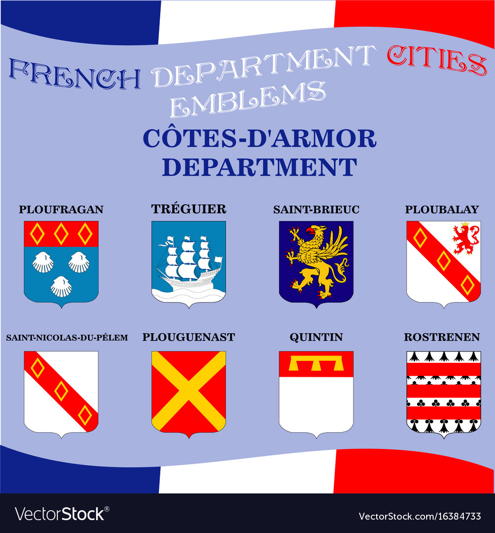 Official emblems of cities french department Vector Image