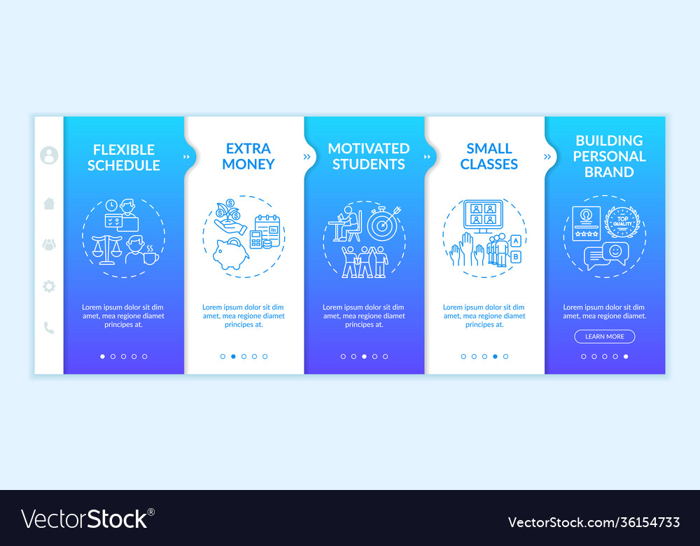 Online tutoring benefits onboarding template vector image Online tutoring benefits onboarding template